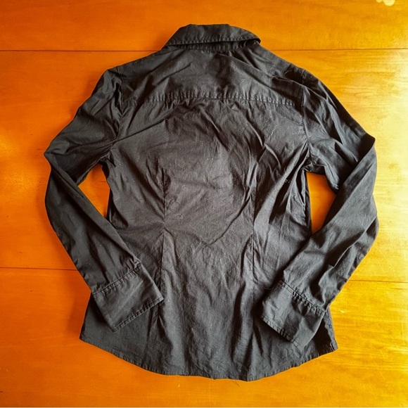 Boston Proper 6 cotton nylon spandex black office, formal button-down shirt - Picture 9 of 9